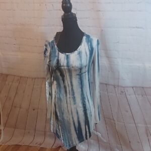 DJT Tie Dye Womans Long Sleeve Stretch  Astermetrical Top New L